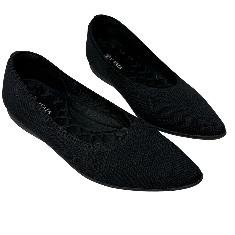Vivaia Aria 5 Pointed Toe Flats Womens 41.5 Black Excellent Sustainable Knit